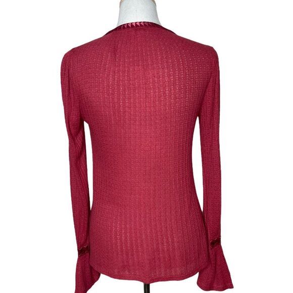 Lucky Brand Embroidered Top Womens XS Flare Sleeve BOHO Festival Woven Blouse - Picture 5 of 16